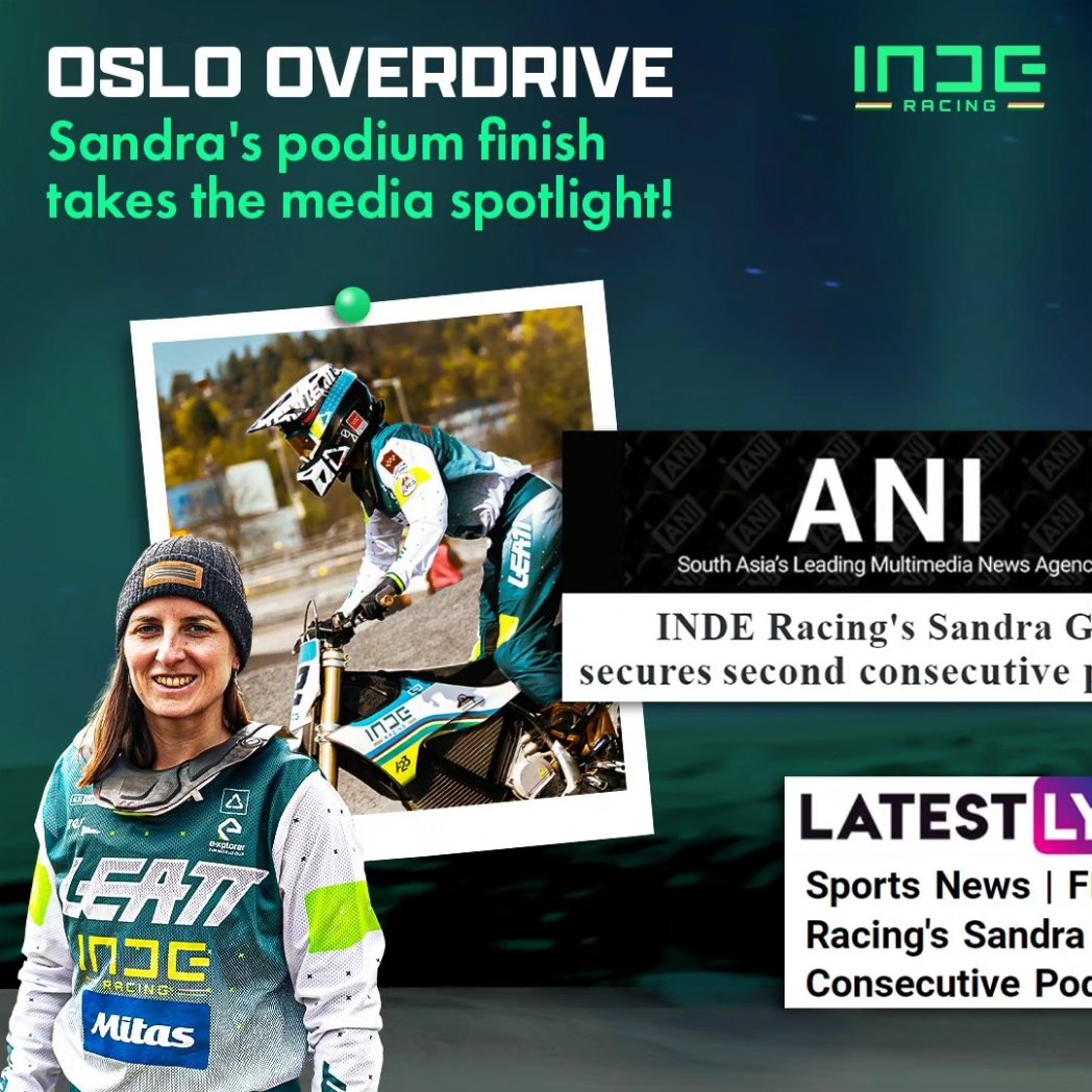 IndeRacing's tweet photo. 📰 𝗠𝗔𝗞𝗜𝗡𝗚 𝗛𝗘𝗔𝗗𝗟𝗜𝗡𝗘𝗦 𝗜𝗡 𝗢𝗦𝗟𝗢! Take a look at all the media attention INDE Racing got after Sandra's podium finish in the Oslo leg of the FIM E-Xplorer World Cup.

#INDEExplorer #MotocrossIndia #FIMEExplorer #RacingIndia #INDERacing #KSGSports https://t.co/5ZLN3Wu9AQ