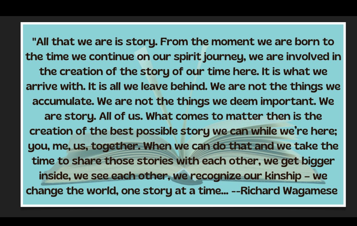 “All that we are is story…when we take the time to share those stories with each other, we get bigger inside, we see each other, we recognize our kinship — we change the world, one story at a time…” Richard Wagamese Grateful for the sharing of stories at @noiie_bc #noiie2024