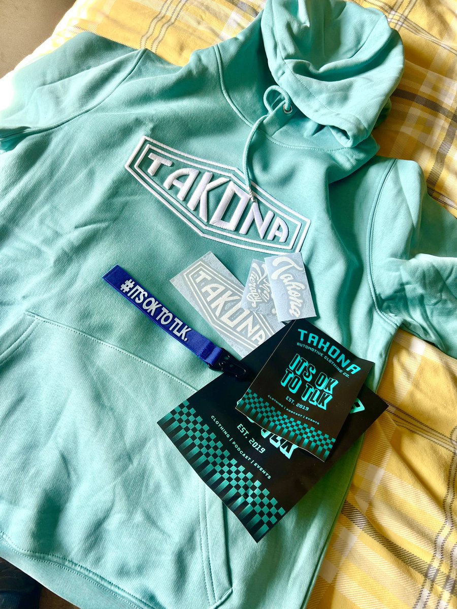 Received my teal @Takona_official hoodie just in time for tomorrow’s Cars and Coffee meet at @gasolinejuice.  #ITSOKTOTALK