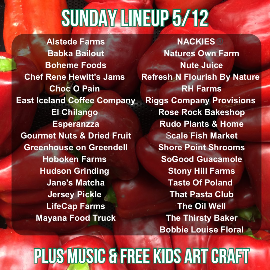 We’re back Sunday from 10am-2pm rain or shine! 🥬 We’ve got music coming your way and a fun kid’s arts &amp; crafts activity that makes a great gift for mom! 🎨

Get your fresh in-season produce from local farms and treats from the best vendors while enjoying local musicians! 🎧