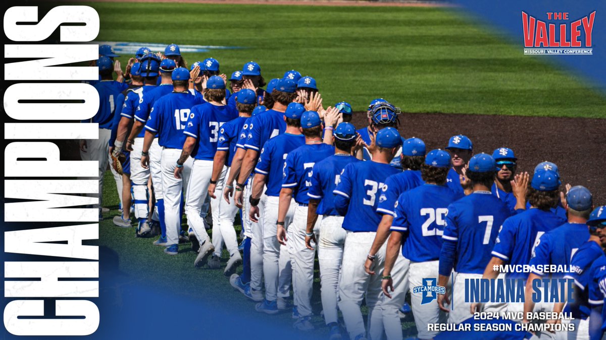 With today's win over Evansville, @IndStBaseball has clinched a share of the regular-season title and will be the No. 1 seed in the upcoming #MVCBaseball Championship! 🏆⚾️