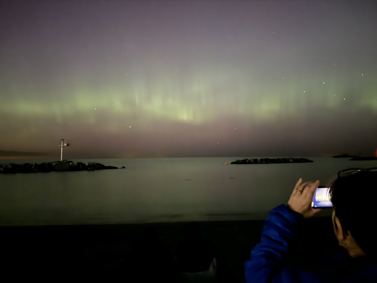 And a glimpse of the #NorthernLights over Lake Erie!
