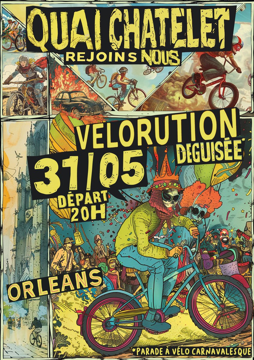Les amis de <a href="/VelorutionO/">Vélorution Orléans</a> organisent une vélorution déguisée le 31 mai 2024 à 20h00