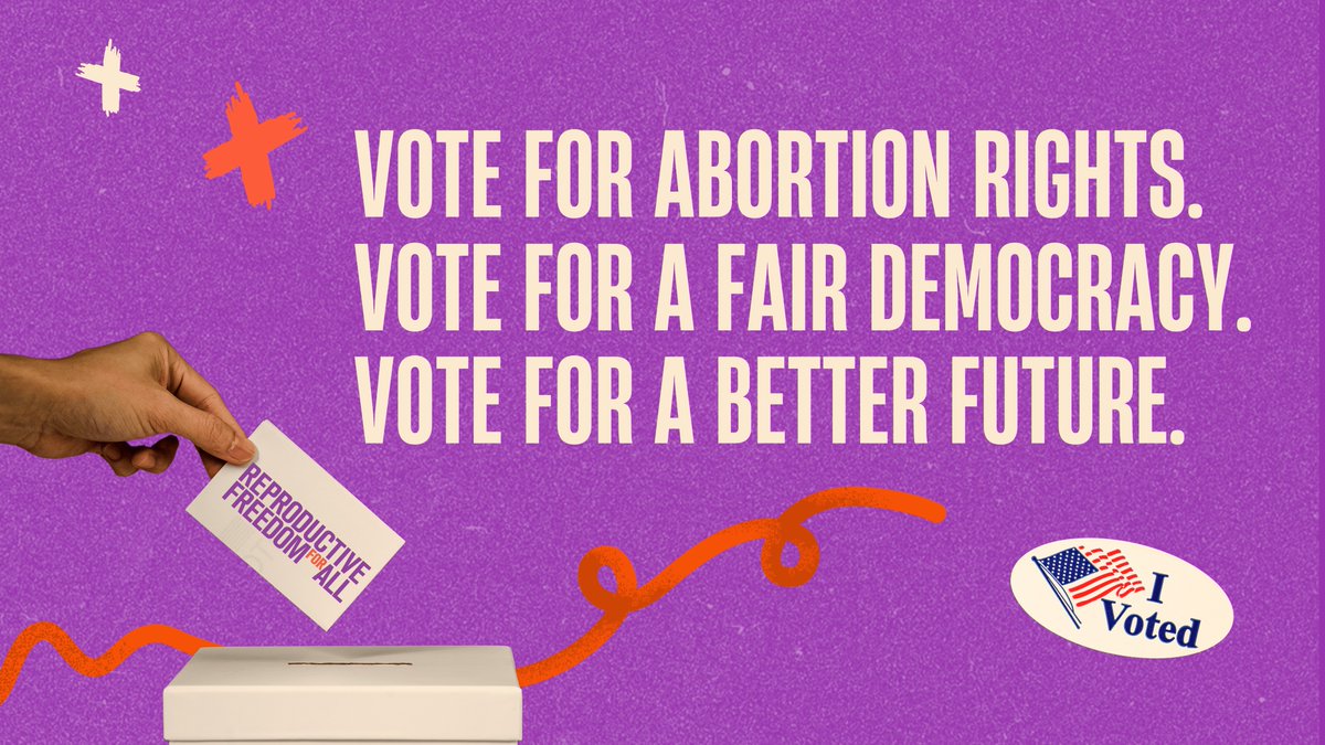 You don’t have to wait until November to be a #ReproFreedomVoter. 😉 Primary elections are happening NOW through September. Check your state’s board of elections website for more info, and join us: act.reproductivefreedomforall.org/a/be-a-repro-f…