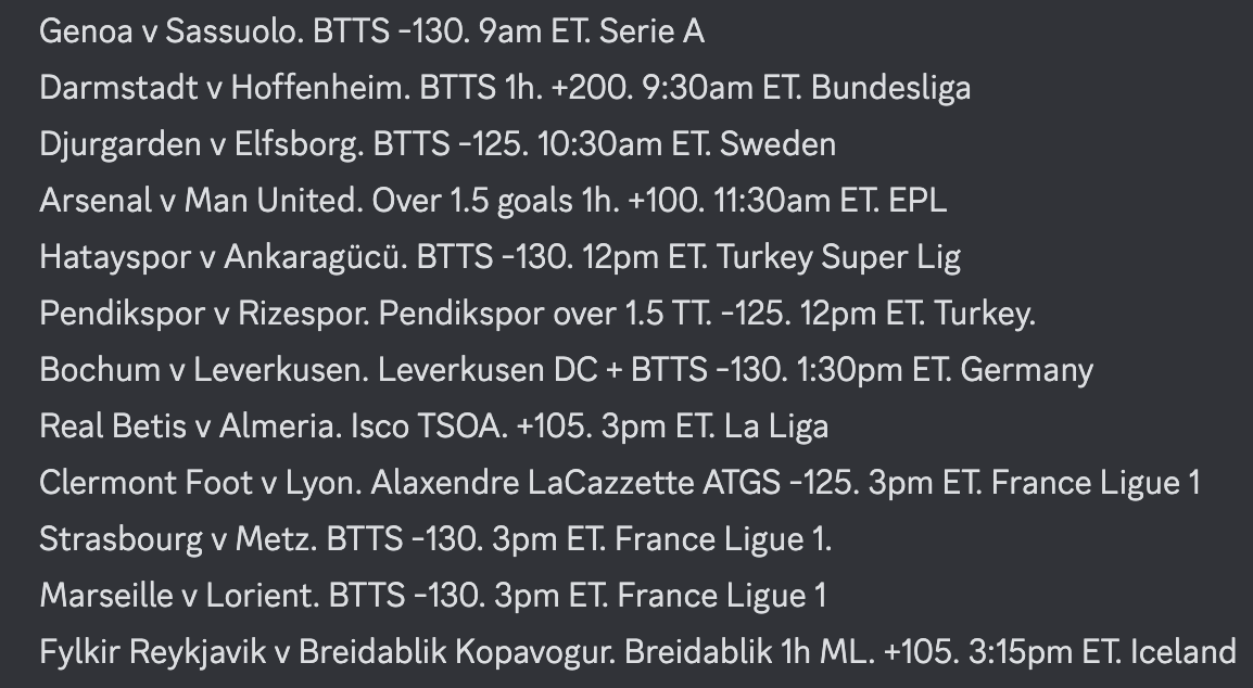 Yo!! 🪣s here! I'm spending Sunday doing my two favorite things in the world. Watching and betting on footy. Here's my masterpiece. 25 bets from midnight to 5pm. I'm .2u on each bet except for the ST play in the YT link which I'm a full unit on! @JOYPAULIAN and I work…