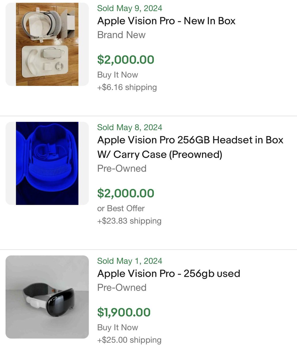 Apple Vision Pros are basically half price on eBay right now. Insane depreciation.