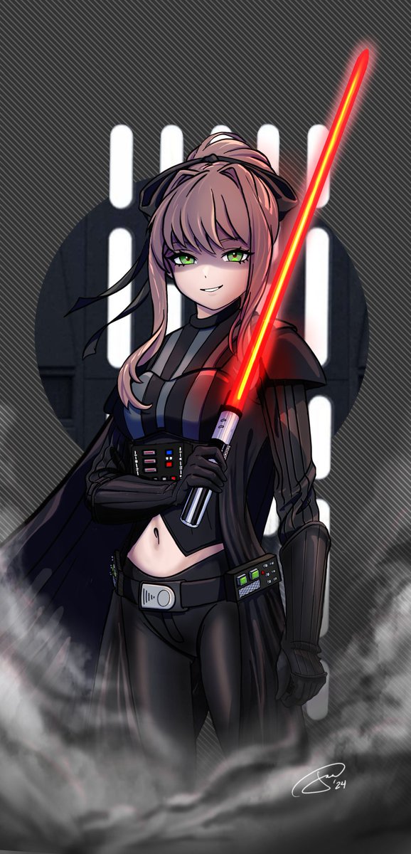 The poll results may have ended in a tie but we all know, it's always been #JustMonika. So here is winner #1 in her finished full view. #DDLCfanart #Maythe4thBeWithYou