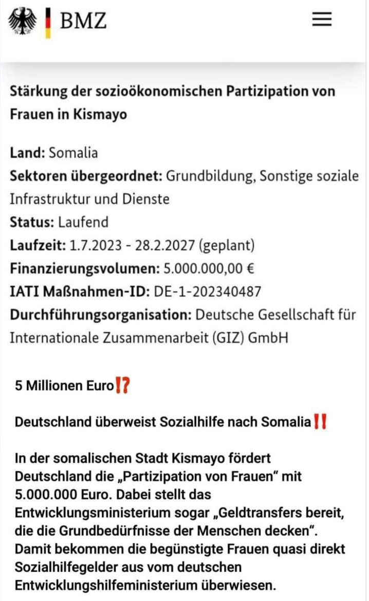 Absolut notwendig für den Weltfrieden, die Stärkung der spziokonomischen Partizipation von Frauen in Kismayo. 🤡🤡🤡