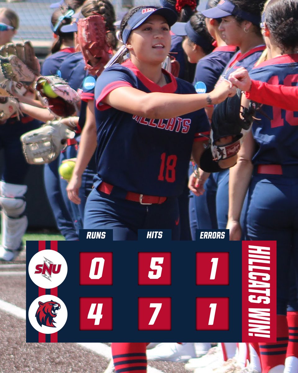 🚨 NCAA Central Region Champs 🚨 Hillcats punched their ticket to the NCAA Super Regional Tournament after defeating Southern Nazarene 4-0! McKayla Carney supplied the final nail in the coffin with a 2 RBI single in the 6th inning! #ForTheRedAndNavy
