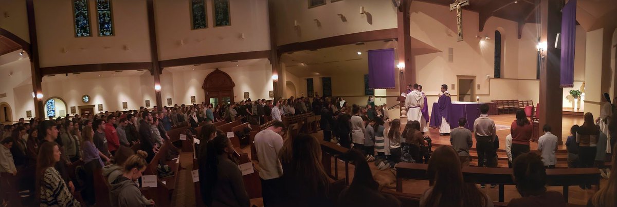 Looks like Google Photos created this panorama of a late Sunday night Mass at Providence College that I once covered for a story on 'Last Chance Masses' on Catholic college campuses