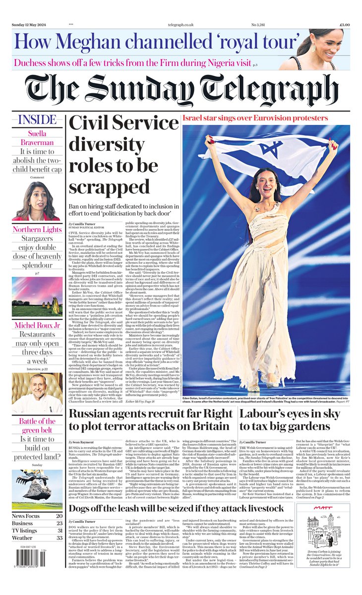 📰 The front page of tomorrow's Sunday Telegraph: Civil Service diversity roles to be scrapped #TomorrowsPapersToday Sign up for the Front Page newsletter ⬇️ telegraph.co.uk/frontpage-news…