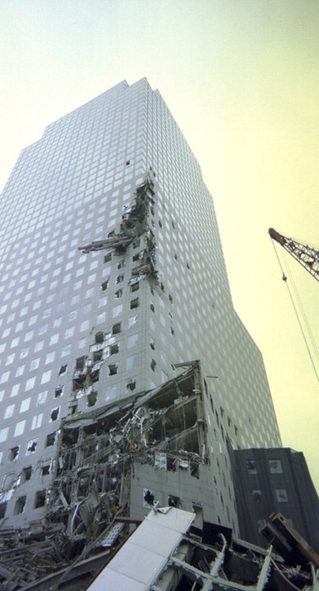 [RG911Team] How did a multi-ton steel column from the Twin Towers get embedded in the side of a building hundreds of feet away on 9/11? Gravity works downwards, not sideways.