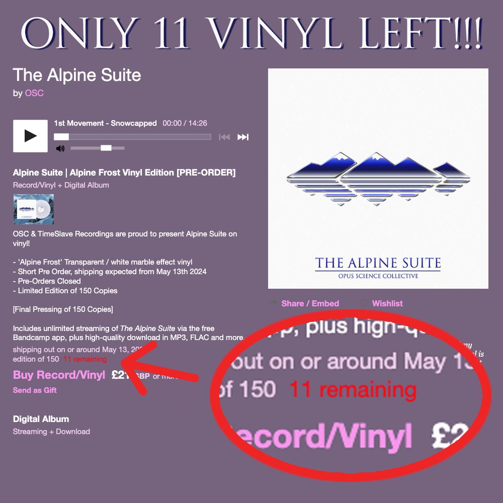 OpusScience's tweet photo. Only 11 copies left!
https://t.co/X8fnXIDQky
@TimeSlaveRec #synthwave #retrowave #ambientmusic #vinyl #vinylrecords #vinylcommunity #vinylcollection #SaturdayVibes #saturdaymotivation #limitedstock #limitedition https://t.co/lzKRRfKMzm