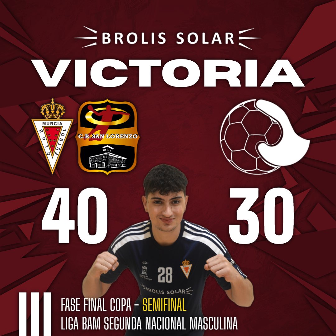 ✌🏼¡VICTORIA! Patrocinada por Brolis Solar 🔝Partidazo de los chicos de Silvio, en un partido muy igualado hasta los minutos finales. Mañana la Final frente a @UCAMBalonmano #YoDelSanlo❤️🤍🖤