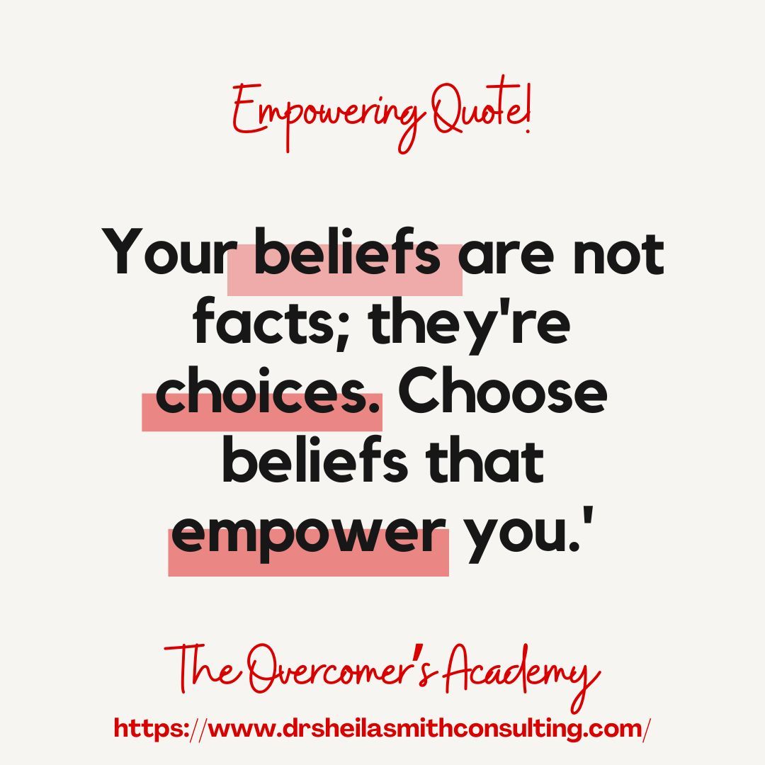 𝐄𝐦𝐩𝐨𝐰𝐞𝐫𝐢𝐧𝐠 𝐐𝐮𝐨𝐭𝐞!

Your beliefs are not facts; they're choices. Choose beliefs that empower you.' Let this quote remind you to challenge and transform your limiting beliefs into opportunities for growth and fulfillment.

#TheOvercomersAcademy #Grandmasinbusiness💪