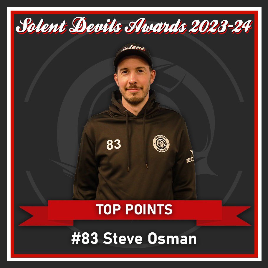 🏆 TOP POINTS AWARD 🏆

The 2023-24 Solent Devils Top Points Award goes to…

#83 Steve Osman

#togetherstronger