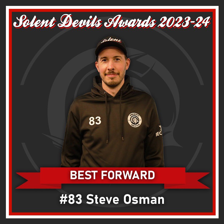 🏆 BEST FORWARD AWARD 🏆

The 2023-24 Solent Devils Best Forward Award goes to…

#83 Steve Osman

#togetherstronger
