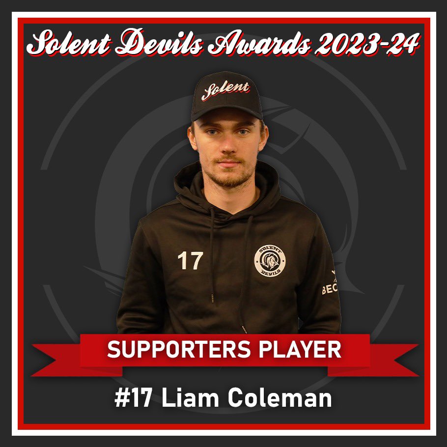 🏆 SUPPORTERS PLAYER AWARD 🏆

The 2023-24 Solent Devils Supporters Player Award goes to…

#17 Liam Coleman

#togetherstronger