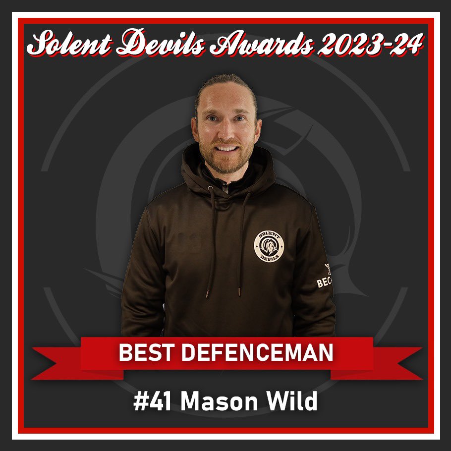 🏆 BEST DEFENCEMAN AWARD 🏆

The 2023-24 Solent Devils Best Defenceman Award goes to…

#41 Mason Wild

#togetherstronger