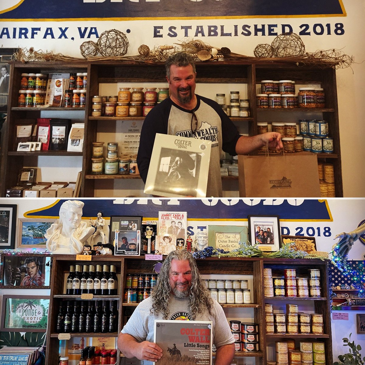 chaddukes's tweet photo. @BradWall306 sir, my shop @CWdrygoods had its 6th anniversary today. Our first customer ever was my pal @GrandSlamBBQ pictured at the top. The bottom picture was him today. Six years and two albums of note. Good bless. https://t.co/CkkgN8xQy1