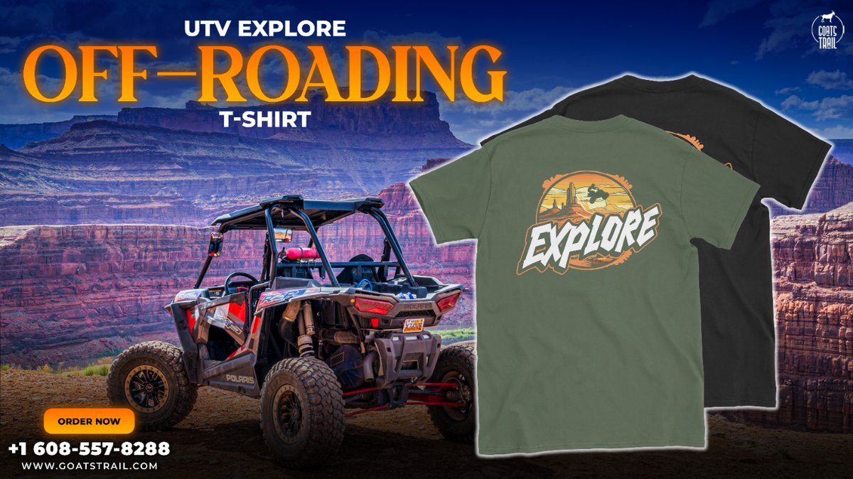 Rev up your off-road style with @GoatsTrailCo UTV Explore Off-Roading T-Shirt! 🚙💨 Made for ATV and SXS enthusiasts, it's an emblem of your adventurous spirit! Order now and conquer new terrains in style! Shop Now: goatstrail.com/products/utv-e… #OffRoadingApparel #AdventureStyle