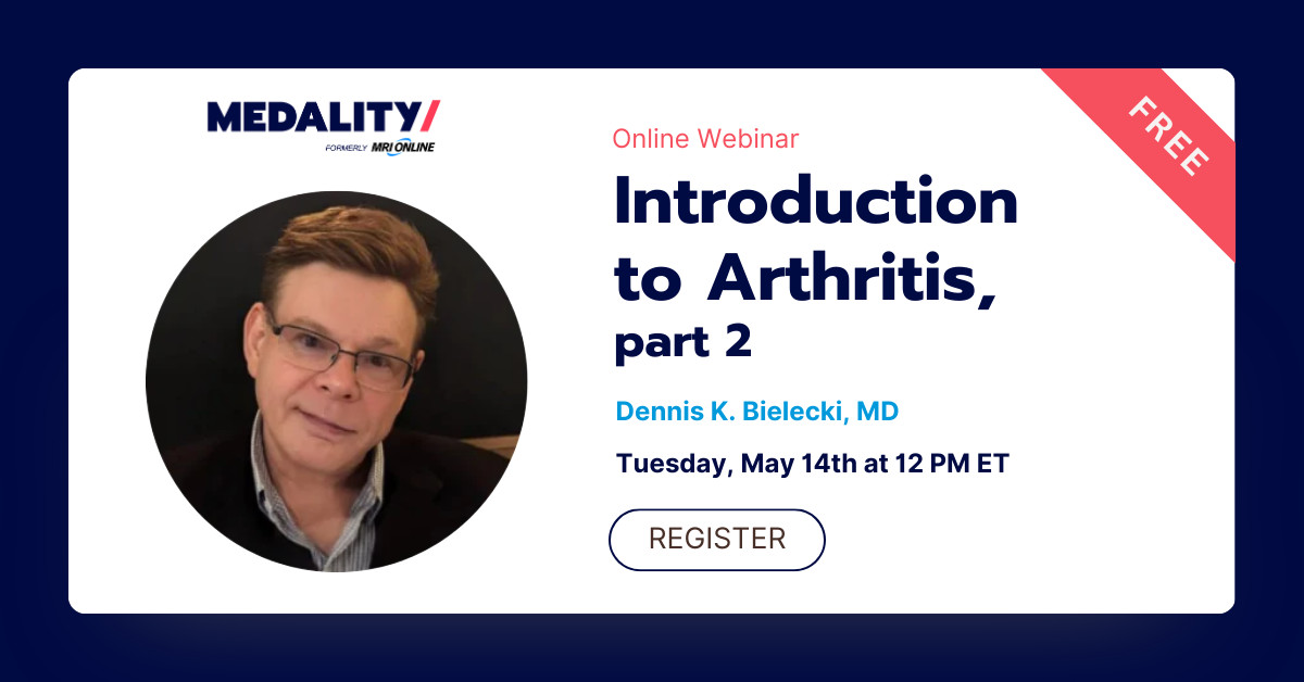 Dr. Bielecki is back with part 2 of his introduction to #arthritis! Register now to better understand the target approach to diagnosis in clinical conditions like juvenile rheumatoid arthritis, erosive osteoarthriti... bit.ly/44Fuey4 #mskimaging #mskrad #radres #FOAMrad