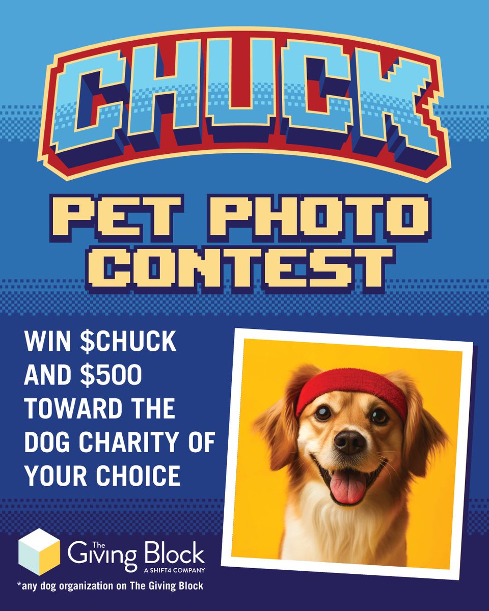 Pet Photo Contest! 🐶
Win Some $Chuck! 🪙

Post a pic of your pup channeling Chuck!
The top dog will win 5,000 Chuck tokens and $500 towards the dog charity of their choice featured on <a href="/TheGivingBlock/">The Giving Block</a> 🏆

To Enter:
🐾 Like and Repost this post
🐾 Follow <a href="/CHUCK_on_Base/">CHUCK</a>
🐾 Post