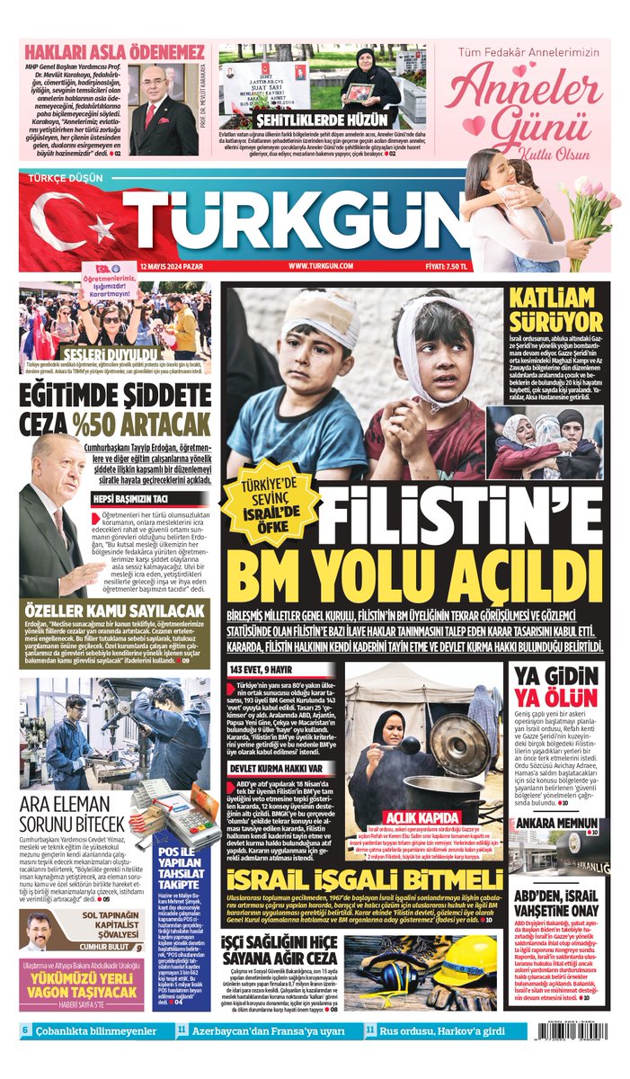 Gazetemizin 12 Mayıs 2024 Pazar baskısını inceleyebilirsiniz... #Türkgün #turkgungazetesi