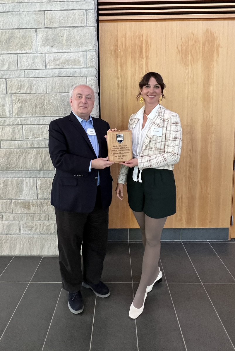 Teaching makes me feel alive, and I’m grateful to the many educators who have influenced my own journey. Thanks to @UBCEducation, <a href="/edstubc/">EDST UBC</a> and the student / community nominators for this faculty teaching award ❤️