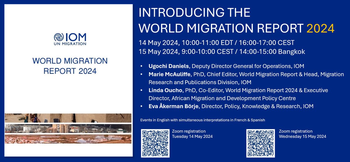 This Tuesday at 10 AM Barbados and Eastern Caribbean time, we will delve into the recently released 📑World Migration Report!! REGISTER HERE: tinyurl.com/2baxsp49 #WMR2024