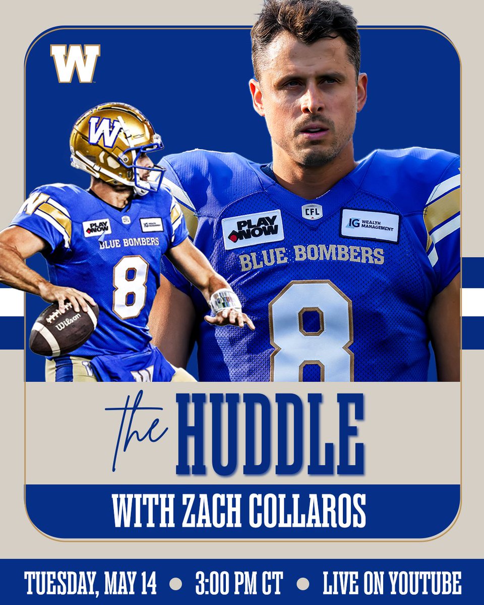 What better way to kick off the season than to have QB1 on The Huddle this Tuesday?! 

<a href="/EdTaitWFC/">Ed Tait</a> will be joined by Zach Collaros live on our YouTube channel Tuesday at 3 pm! TUUUUUNE IN ‼️ 

set your calendars » bit.ly/3UW2NwU
#ForTheW