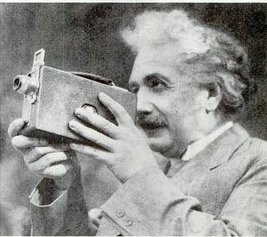 Smile and say 'E equals M C squared!' On a visit to California in the early 1930s, Albert Einstein learned how to operate a home movie camera.