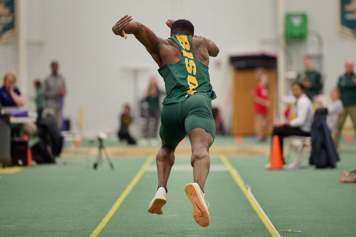 Koate Deebom posts a PR of 48-04.00 (14.73m) in the triple jump for 4th place at the Summit League Championships. Freshman Carlton Mukurazita places 5th for the Bison. May have given the NDSU men a shot at the team title.
