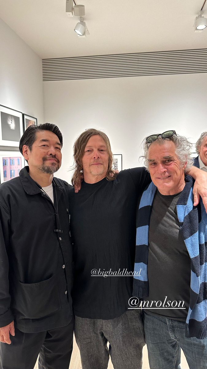 Norman Reedus with Shinsuke Takizawa and Steve Olson at a preview of “In Transit”, Norman’s debut photography exhibition, at SAI Gallery in Tokyo, Japan on May 11th. ©️ @/sin_takizawa on Instagram #ノーマンリーダス