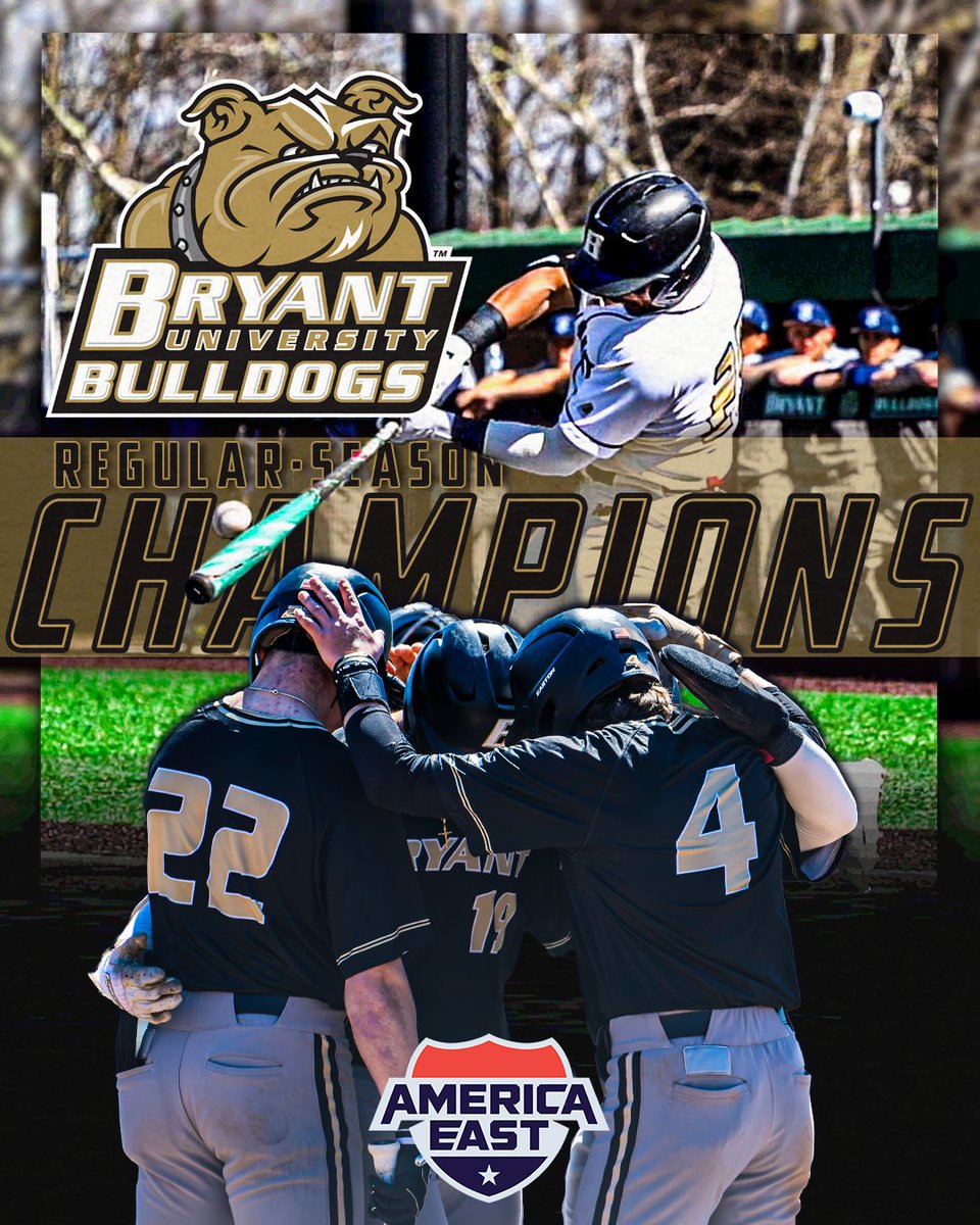 𝐑𝐄𝐆𝐔𝐋𝐀𝐑 𝐒𝐄𝐀𝐒𝐎𝐍 𝐂𝐇𝐀𝐌𝐏𝐈𝐎𝐍𝐒

<a href="/_BryantBaseball/">Bryant Baseball</a> has clinched the No. 1 overall seed in the #AEBASE Tournament and at least a share of the #AEBASE Regular Season Championship!

One more win will clinch the title outright!