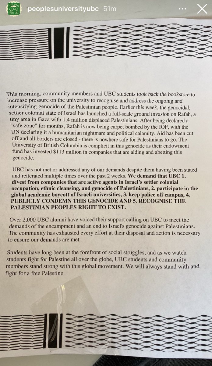 @UBCBookstore @UBC The anti-Israel campers at @ubc escalated their protest by taking over the bookstore. #bced #bcpoli