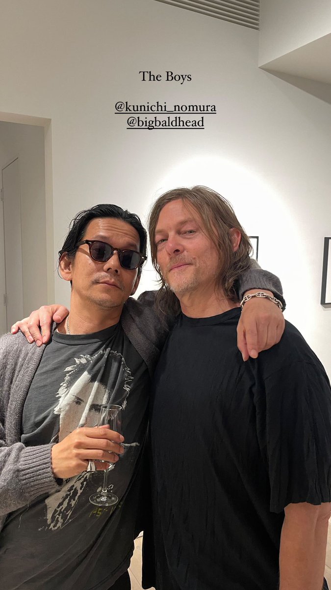 Norman Reedus with Kunichi Nomura at a preview of “In Transit”, Norman’s debut photography exhibition, at SAI Gallery in Tokyo, Japan on May 11th. ©️ @/mitch_mitsui on Instagram #ノーマンリーダス