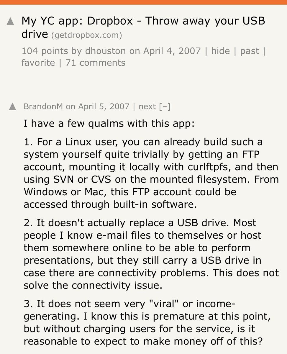 This comment about @dropbox still lives in my head rent free