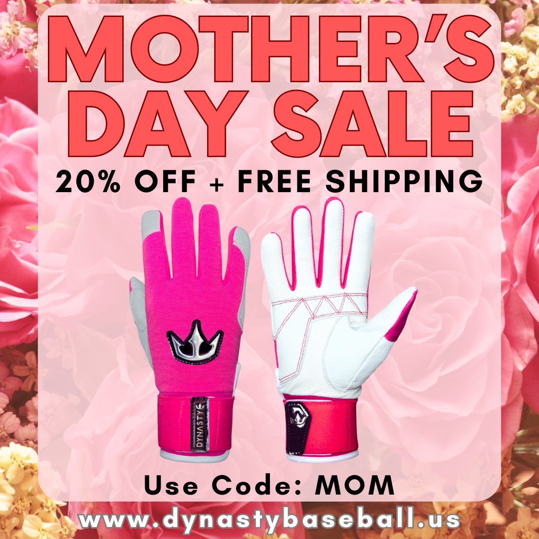 20% OFF + FREE Shipping on everything! Celebrate Mother's Day with a great deal as we all get ready for a fun Summer baseball season! Use Code: MOM at checkout. Ends 5/12.

#dynastybaseball #jointhedynasty #baseball #baseballgear #battinggloves #bombsquad #lightning #sale…