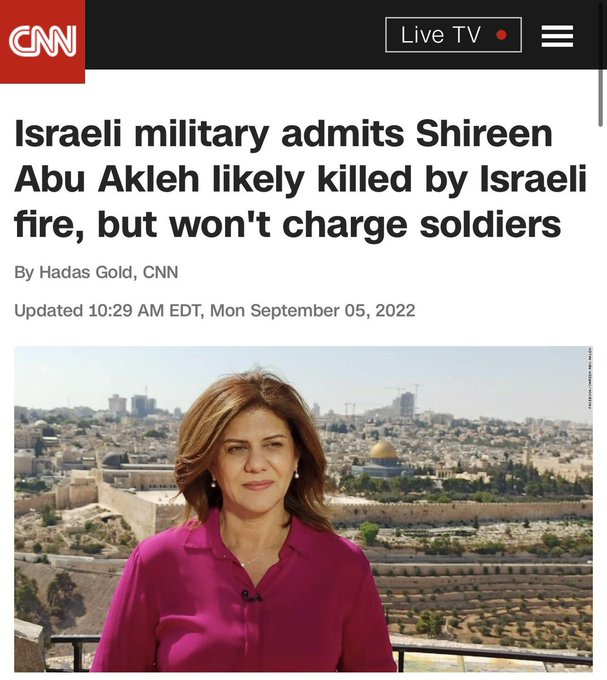 two years ago today the Israeli regime targeted, shot and killed journalist Shireen Abu Akleh, then released doctored videos claiming she was killed by 'Palestinian terrorists', then months later admitted they intentionally killed her