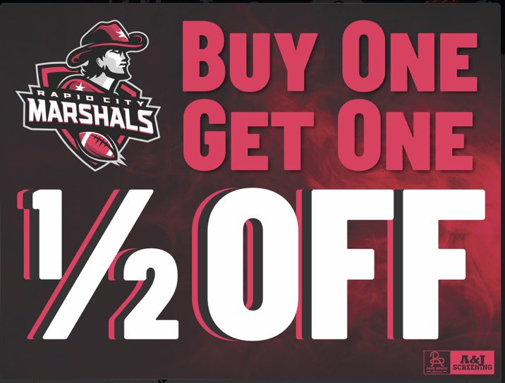 All Marshals apparel BOGO 50% Off tonight ONLY at the game!