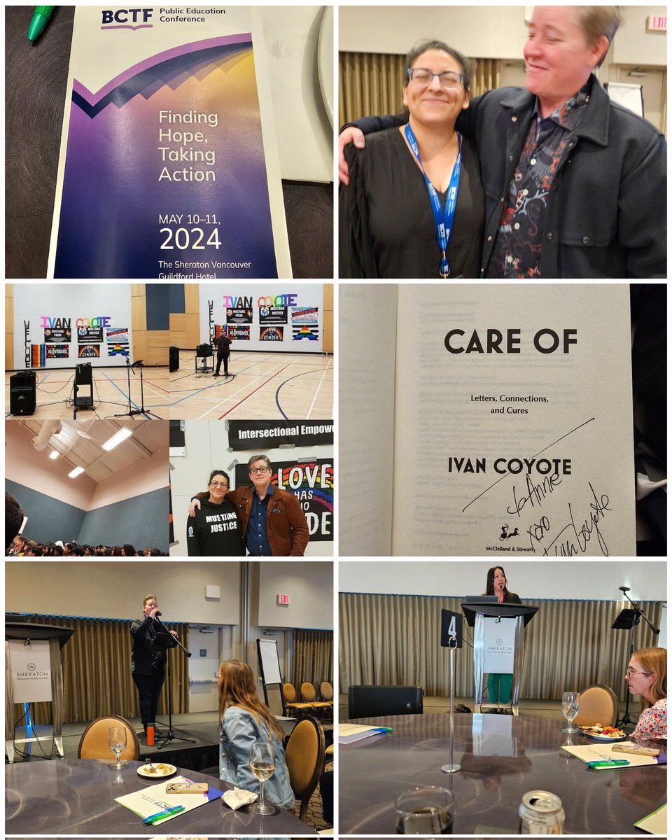First evening of @bctf Public Ed Conference was  inspiring. The incredible Ivan Coyote ( they remembered me from April 2019 visit to LAM) gave an incredible keynote to a crowd of parents,  educators, and other educational stakeholders.
#bced  Some beautiful thoughts from Ivan: