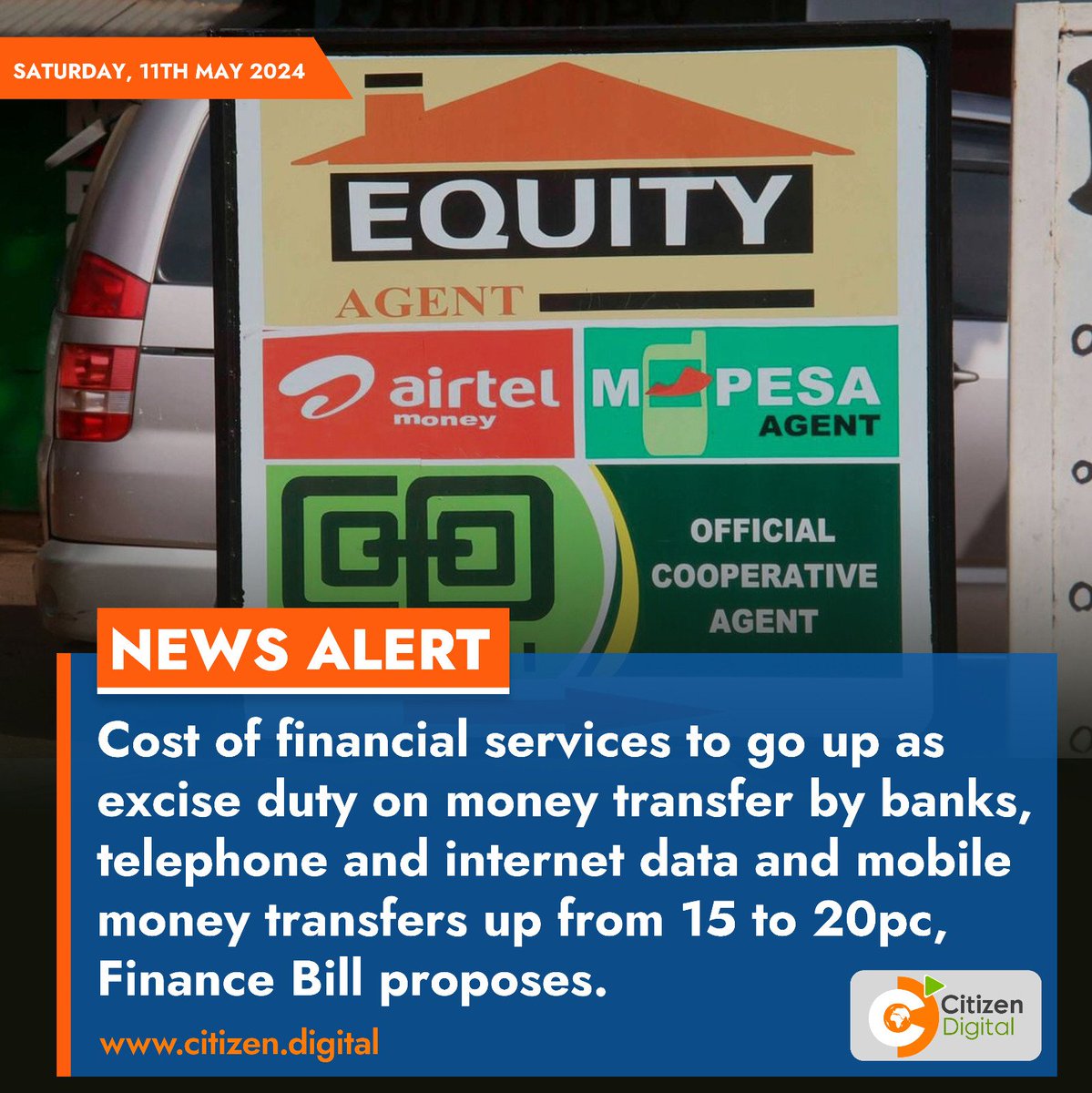 Cost of financial services to go up as excise duty on money transfer by banks, telephone and internet data and mobile money transfers up from 15 to 20pc, Finance Bill proposes.
