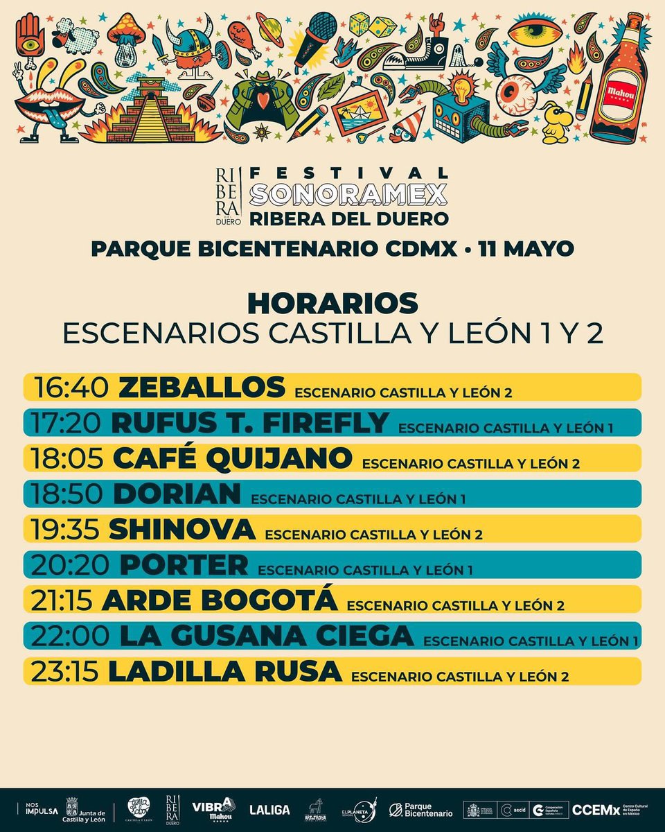En el escenario Castilla y León 1 a las 18:50 hrs. Se presenta <a href="/Dorian_Oficial/">Dorian</a> 
En el festival @_sonoramex