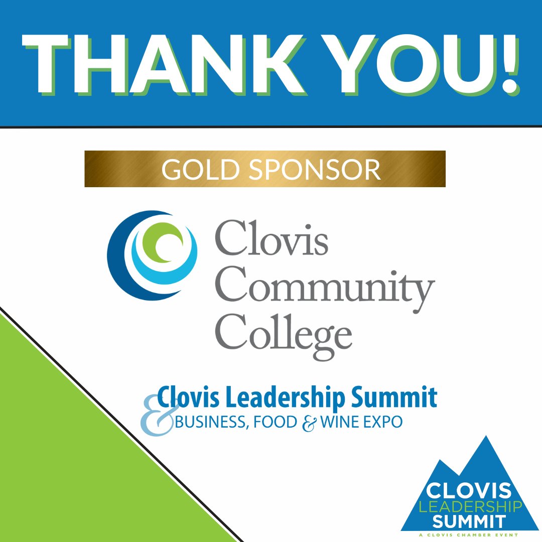 Thank you to @ClovisCollege for being a Gold Sponsor at the 2024 Clovis Leadership Summit & Business, Food & Wine Expo! 

#CLS2024 #Community #ThankYouSponsors #ClovisLeadershipSummit #localbusiness #expo #clovisca #clovischamber #businessengagement #communityleaders #goldsponsor