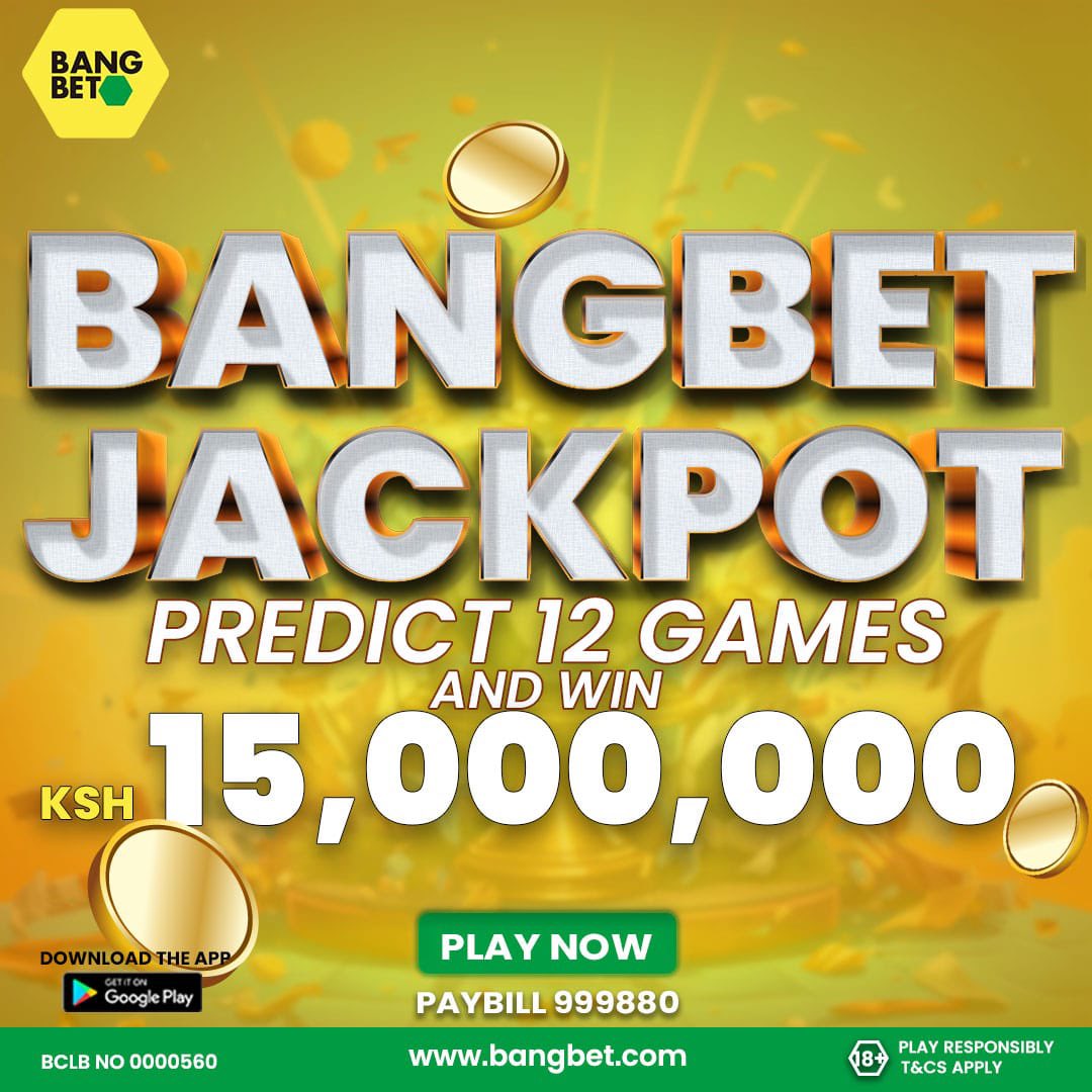 Bangbet jackpot is very easy to play and win.Just select your predictions well and you'll get to win 15 million.
Link: Bangbet.com
Promocode:NAZ254