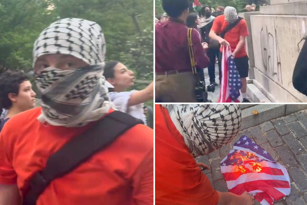 NYPD releases pic of keffiyeh-wearing protester wanted for setting US flag on fire in front of WWI memorial trib.al/TYdAwCw