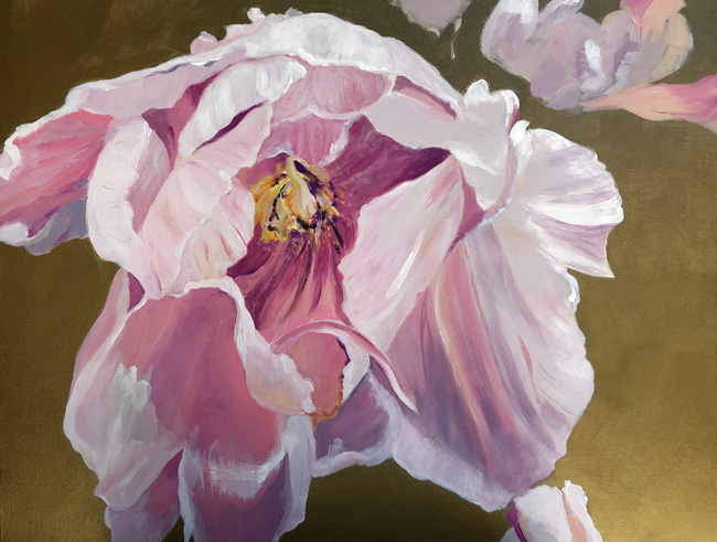 Come be a bee with us and float up close to Lassie Colebourn's flower paintings; things of beauty to pollinate your senses and imagination!

Peonies in Pink
acrylic 24x30

#focalpoint #floralpainting #postimpressionism #shadesofpink #walnutcreekdowntown #artforhome