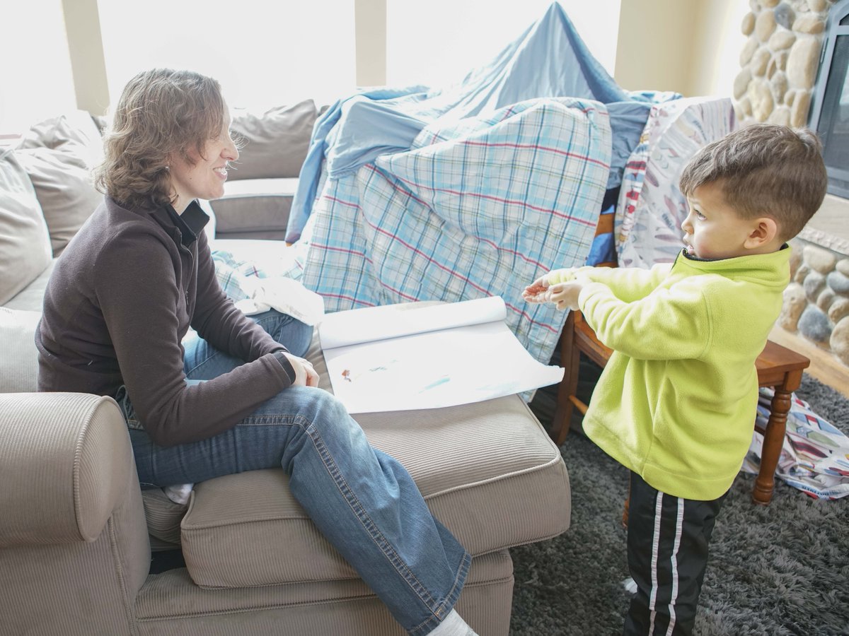 Want to travel to another place with your child without leaving the house? Make a tent! As your child goes in & out of the tent, they can change their view of the world, adjust their behavior, and play accordingly. They're thinking flexibly - an essential skill for life!