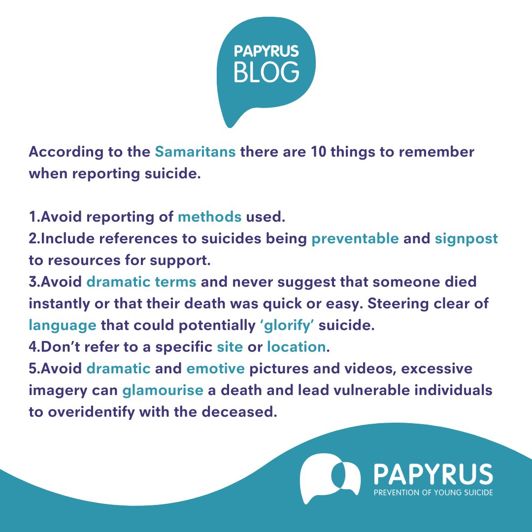 Suicide is a major public health concern and is therefore a subject that is very much in the public interest. Our latest blog explores the guidelines and sensitive measures that are taken by journalists. 💜 Read more here: papyrus-uk.org/suicide-and-th… #suicideprevention